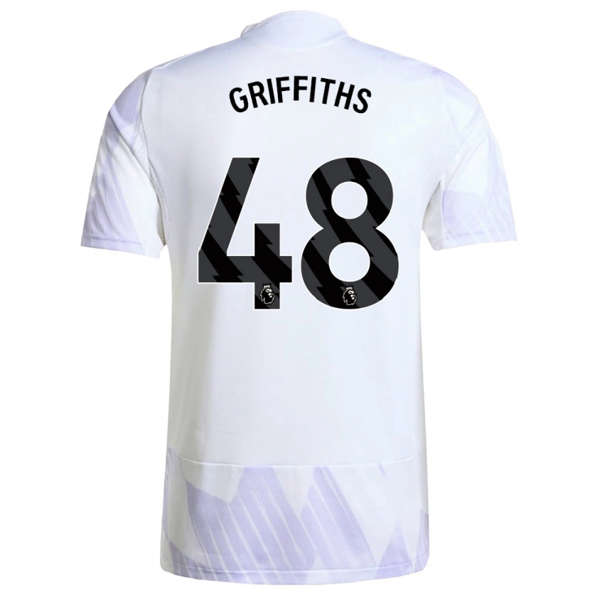 Danxen Bambino Maglia Mared Griffiths #48 Bianco Viola Viola Kit Gara Away 2025/26 Maglietta