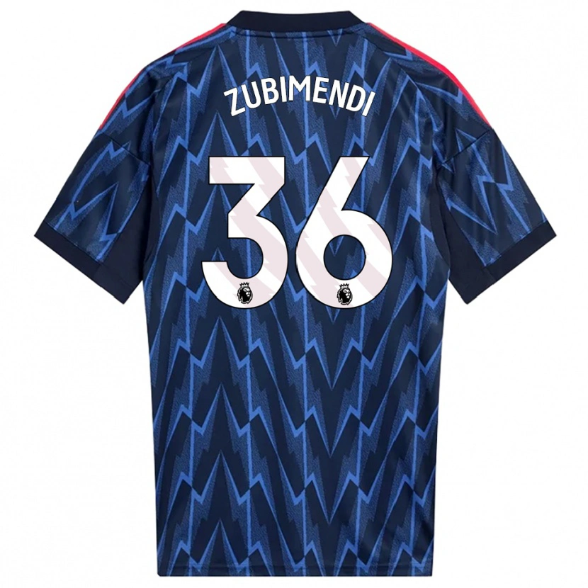 Danxen Bambino Maglia Martín Zubimendi #36 Navy Rosso Kit Gara Away 2025/26 Maglietta