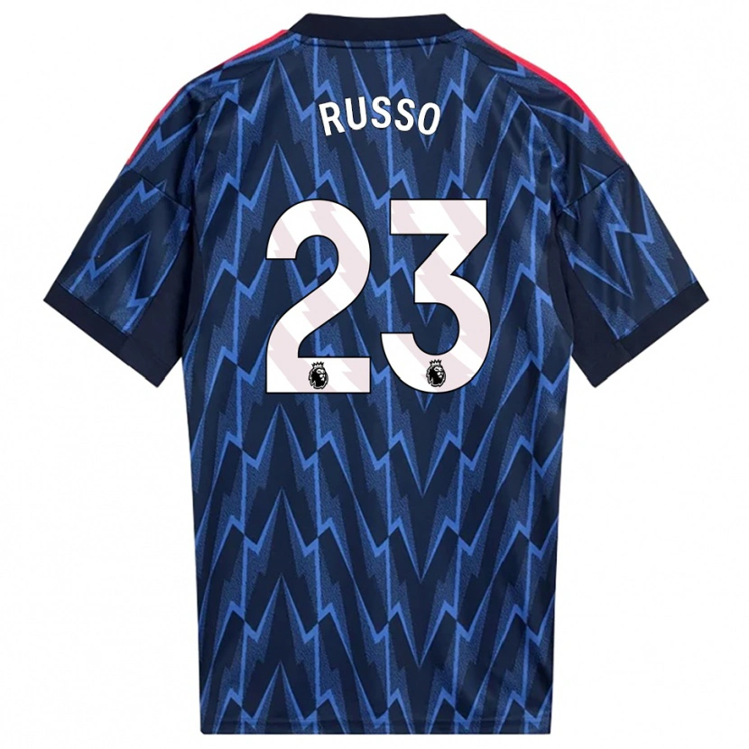 Danxen Bambino Maglia Alessia Russo #23 Navy Rosso Kit Gara Away 2025/26 Maglietta