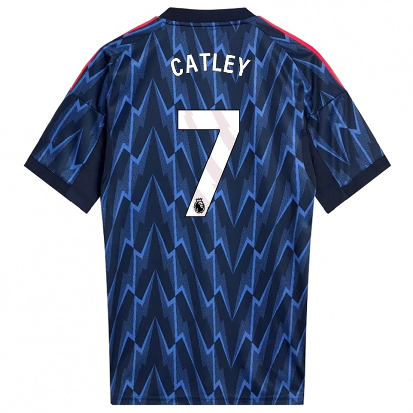 Danxen Bambino Maglia Steph Catley #7 Navy Rosso Kit Gara Away 2025/26 Maglietta