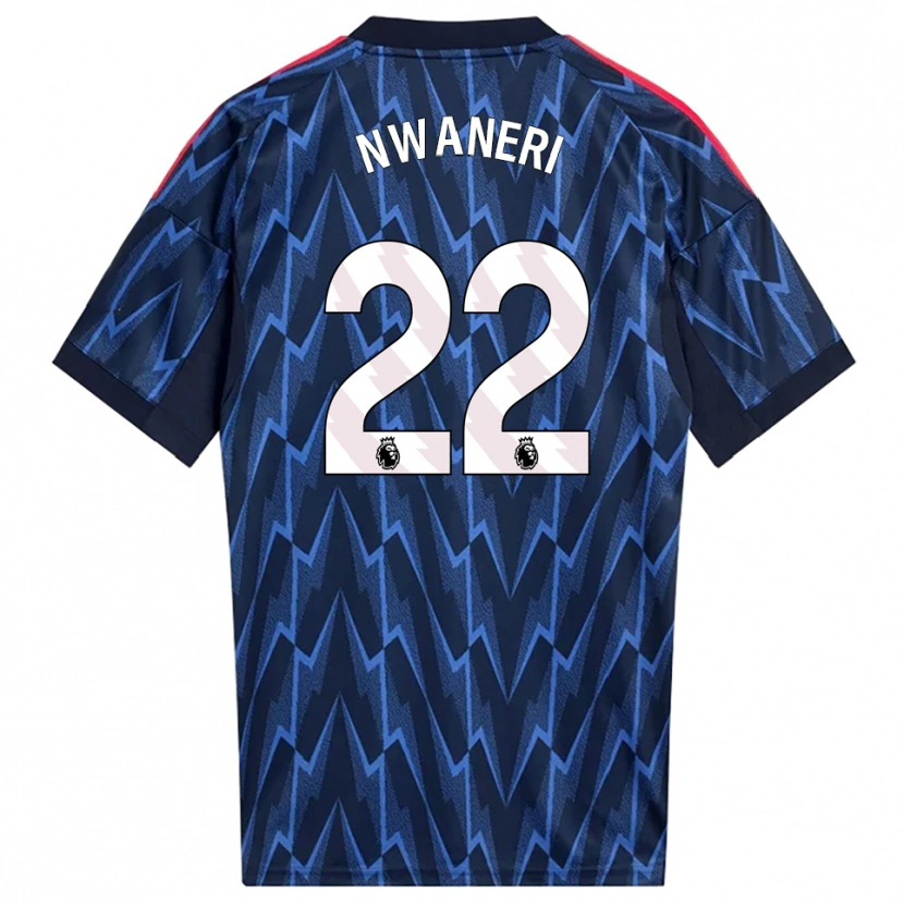 Danxen Bambino Maglia Ethan Nwaneri #22 Navy Rosso Kit Gara Away 2025/26 Maglietta