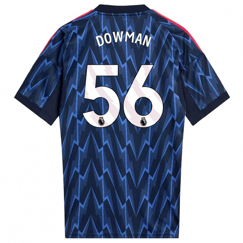 Danxen Bambino Maglia Max Dowman #56 Navy Rosso Kit Gara Away 2025/26 Maglietta