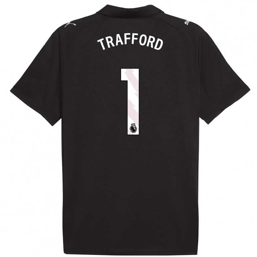 Danxen Bambino Maglia James Trafford #1 Nero Bianco Kit Gara Away 2025/26 Maglietta