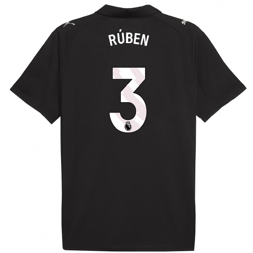 Danxen Bambino Maglia Rúben Dias #3 Nero Bianco Kit Gara Away 2025/26 Maglietta