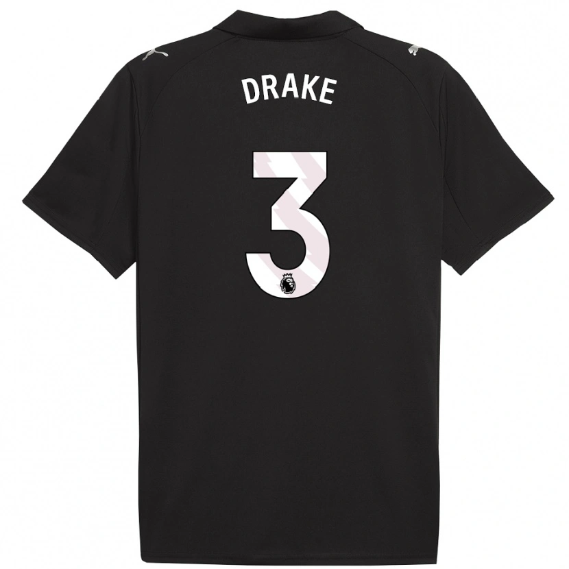 Danxen Bambino Maglia Leke Drake #3 Nero Bianco Kit Gara Away 2025/26 Maglietta