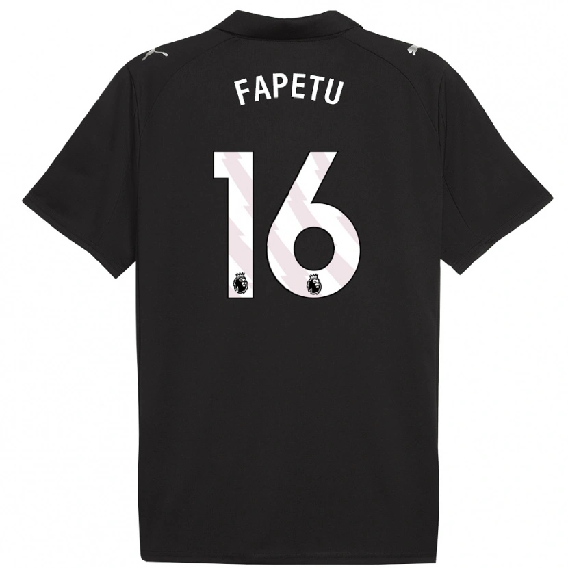 Danxen Bambino Maglia Femi Fapetu #16 Nero Bianco Kit Gara Away 2025/26 Maglietta
