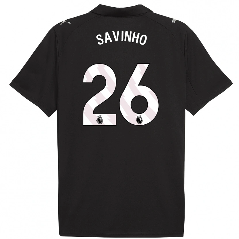 Danxen Bambino Maglia Savinho #26 Nero Bianco Kit Gara Away 2025/26 Maglietta