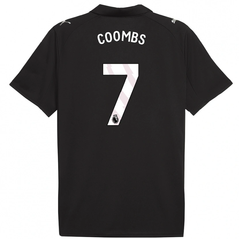 Danxen Bambino Maglia Laura Coombs #7 Nero Bianco Kit Gara Away 2025/26 Maglietta