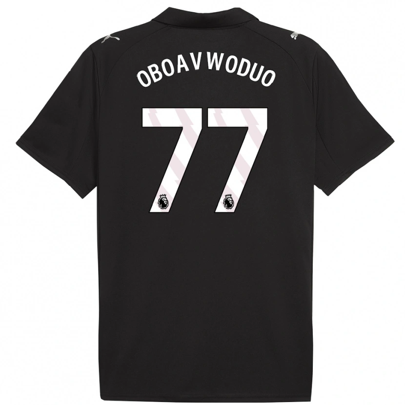 Danxen Bambino Maglia Justin Oboavwoduo #77 Nero Bianco Kit Gara Away 2025/26 Maglietta