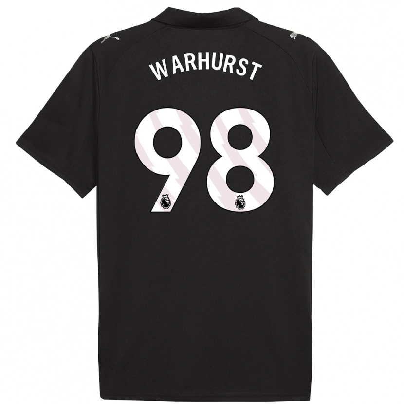 Danxen Bambino Maglia Matty Warhurst #98 Nero Bianco Kit Gara Away 2025/26 Maglietta