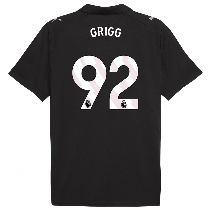 Danxen Bambino Maglia Finley Grigg #92 Nero Bianco Kit Gara Away 2025/26 Maglietta