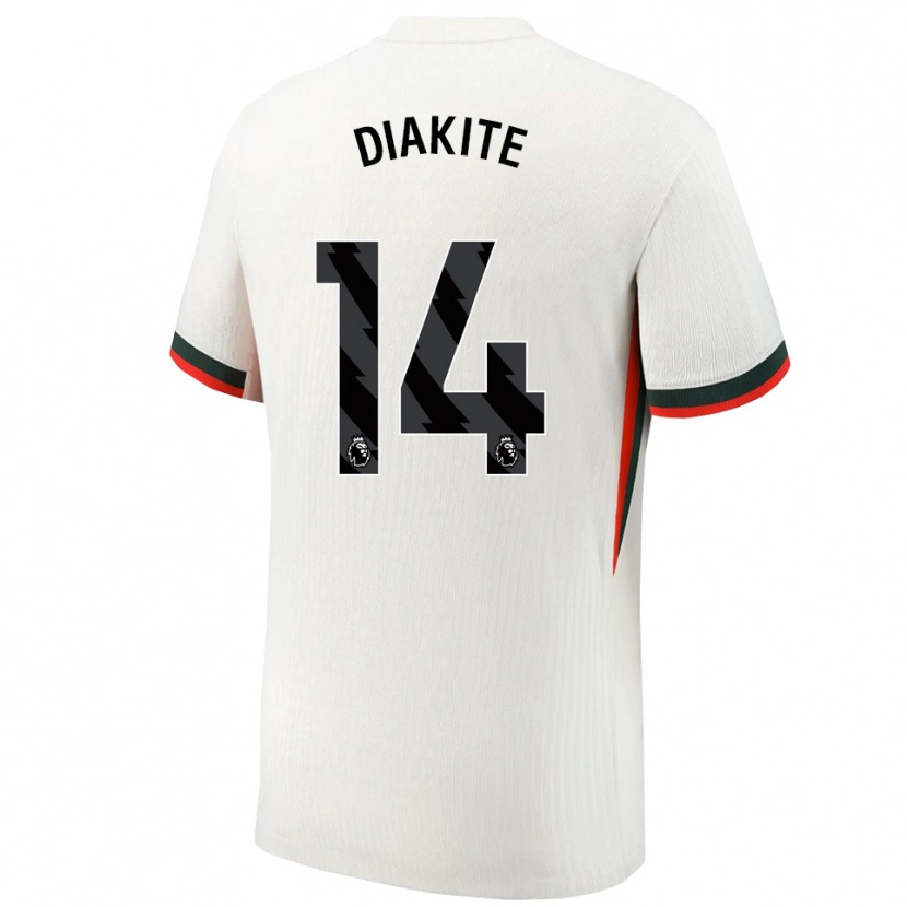 Danxen Bambino Maglia Calvin Diakite #14 Bianco Verde Kit Gara Away 2025/26 Maglietta