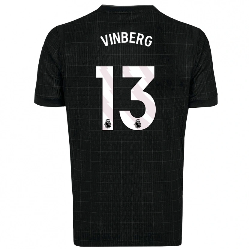 Danxen Bambino Maglia Matilda Vinberg #13 Nero Grigio Kit Gara Away 2025/26 Maglietta