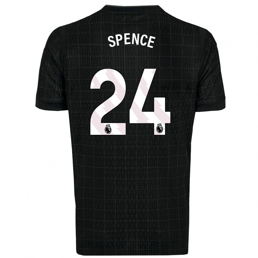 Danxen Bambino Maglia Djed Spence #24 Nero Grigio Kit Gara Away 2025/26 Maglietta