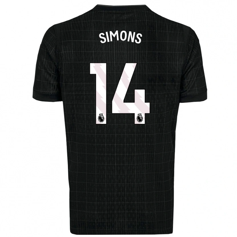 Danxen Bambino Maglia Zach Simons #14 Nero Grigio Kit Gara Away 2025/26 Maglietta