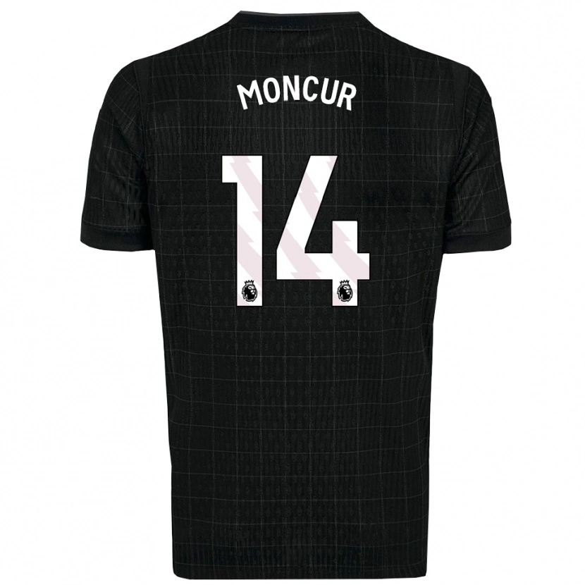 Danxen Bambino Maglia Ronny Moncur #14 Nero Grigio Kit Gara Away 2025/26 Maglietta