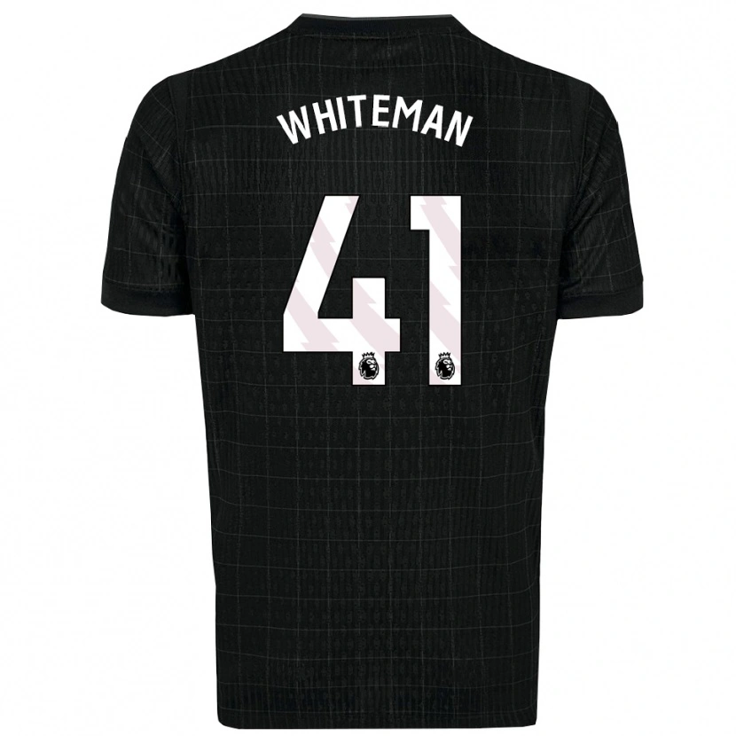 Danxen Bambino Maglia Alfie Whiteman #41 Nero Grigio Kit Gara Away 2025/26 Maglietta
