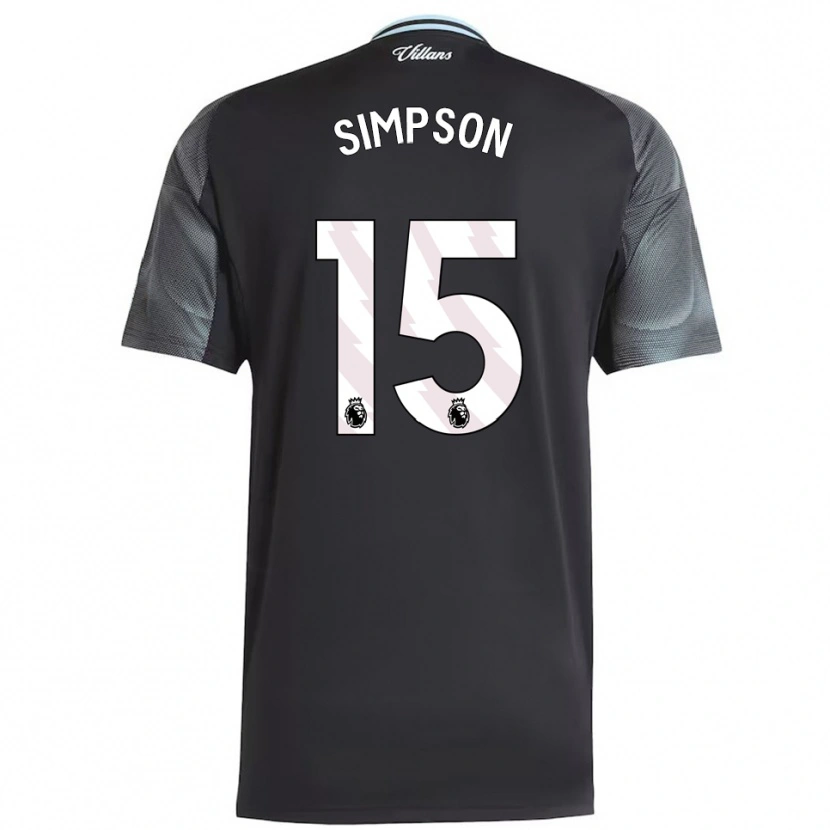 Danxen Bambino Maglia Ewan Simpson #15 Nero Azzurro Kit Gara Away 2025/26 Maglietta