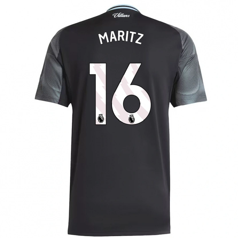 Danxen Bambino Maglia Noelle Maritz #16 Nero Azzurro Kit Gara Away 2025/26 Maglietta