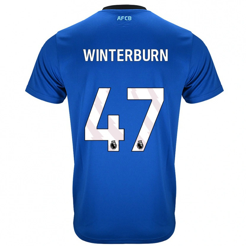 Danxen Bambino Maglia Ben Winterburn #47 Blu Nero Kit Gara Away 2025/26 Maglietta