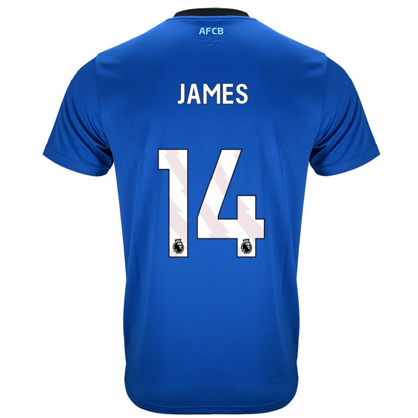 Danxen Bambino Maglia Katie James #14 Blu Nero Kit Gara Away 2025/26 Maglietta
