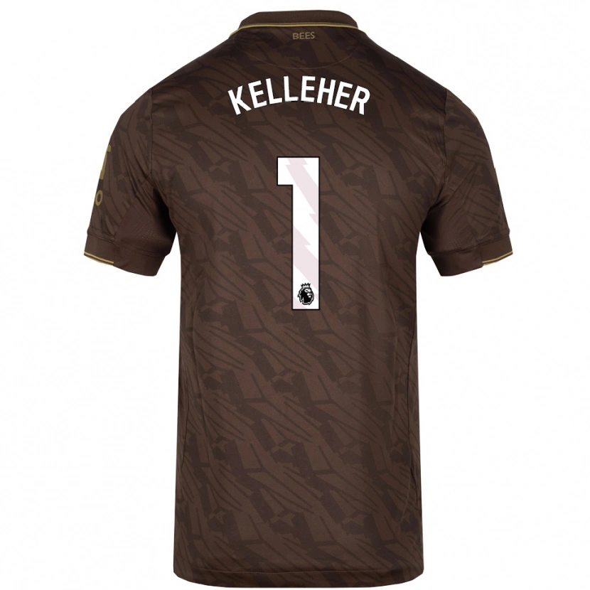 Danxen Bambino Maglia Caoimhín Kelleher #1 Marrone Oro Kit Gara Away 2025/26 Maglietta