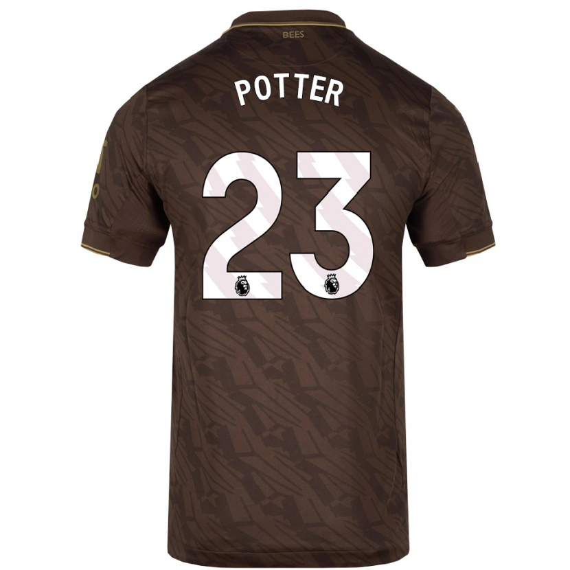 Danxen Bambino Maglia Lucy Potter #23 Marrone Oro Kit Gara Away 2025/26 Maglietta