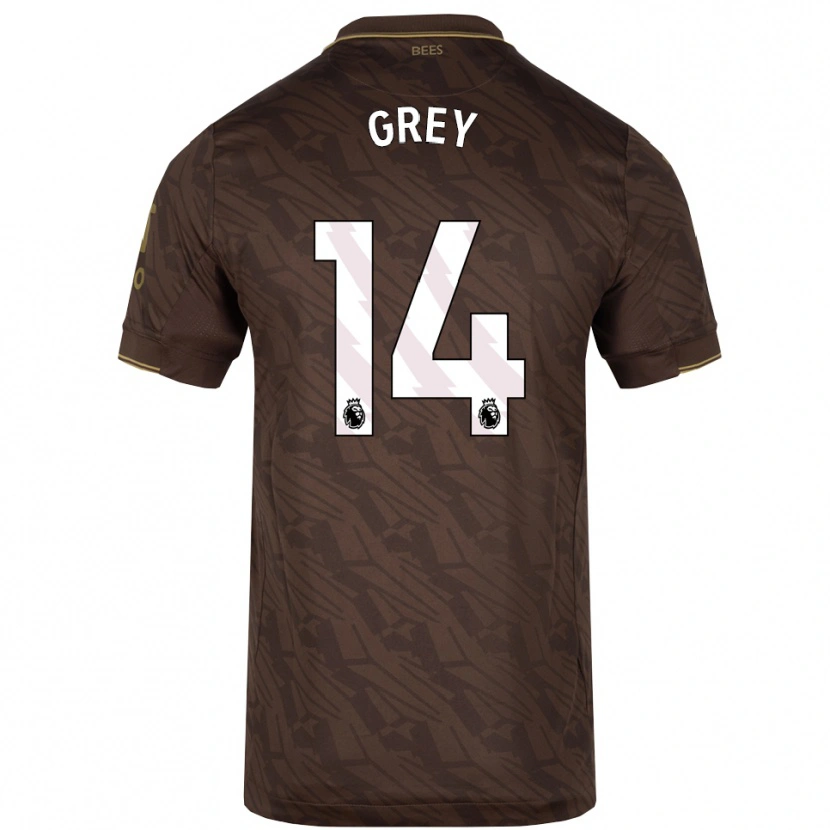 Danxen Bambino Maglia Andre Grey #14 Marrone Oro Kit Gara Away 2025/26 Maglietta