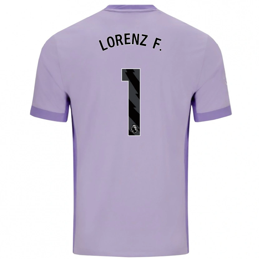 Danxen Bambino Maglia Lorenz Ferdinand #1 Viola Taro Bianco Kit Gara Away 2025/26 Maglietta