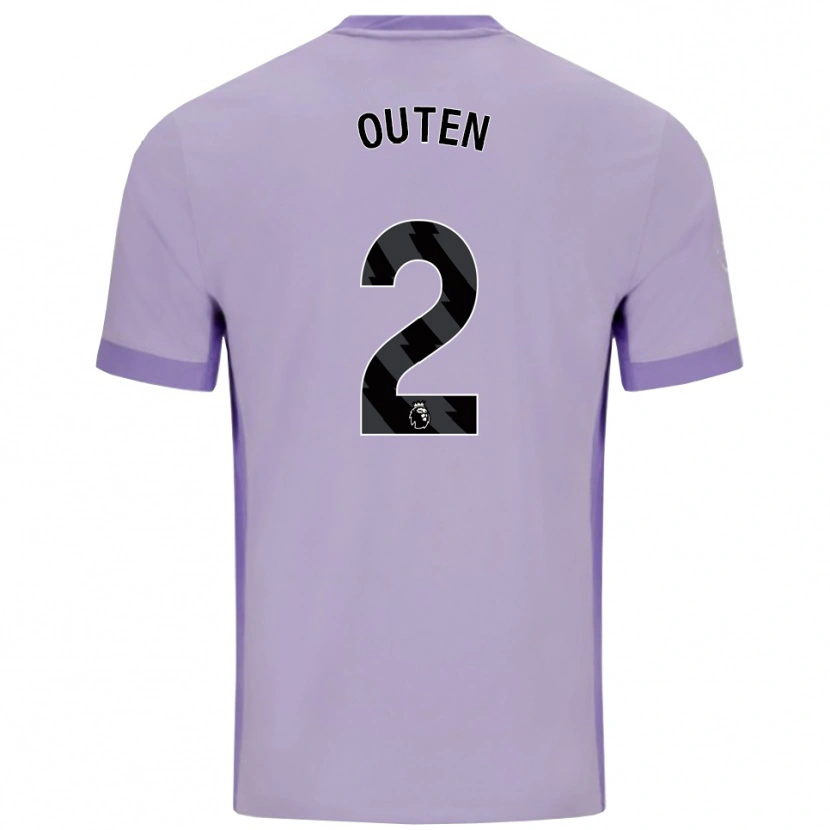 Danxen Bambino Maglia Theo Outen #2 Viola Taro Bianco Kit Gara Away 2025/26 Maglietta