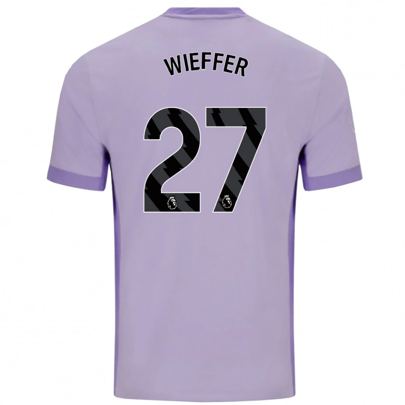 Danxen Bambino Maglia Mats Wieffer #27 Viola Taro Bianco Kit Gara Away 2025/26 Maglietta