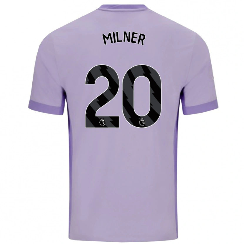 Danxen Bambino Maglia James Milner #20 Viola Taro Bianco Kit Gara Away 2025/26 Maglietta