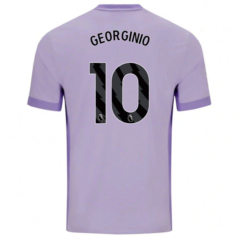 Danxen Bambino Maglia Georginio Rutter #10 Viola Taro Bianco Kit Gara Away 2025/26 Maglietta