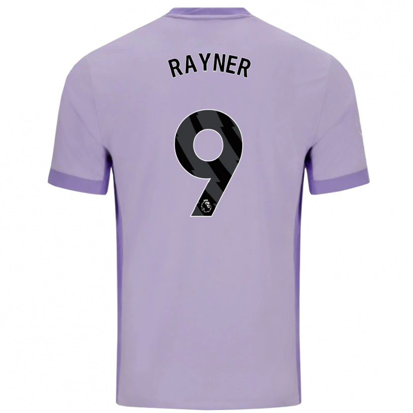 Danxen Bambino Maglia Rebecca Rayner #9 Viola Taro Bianco Kit Gara Away 2025/26 Maglietta