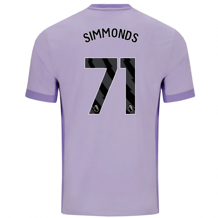 Danxen Bambino Maglia Freddie Simmonds #71 Viola Taro Bianco Kit Gara Away 2025/26 Maglietta