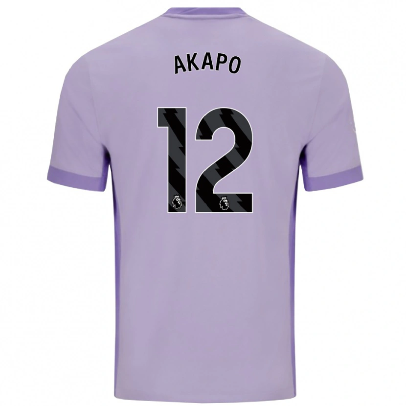 Danxen Bambino Maglia Tobi Akapo #12 Viola Taro Bianco Kit Gara Away 2025/26 Maglietta