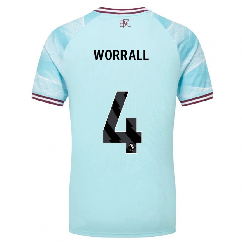 Danxen Bambino Maglia Joe Worrall #4 Azzurro Borgogna Kit Gara Away 2025/26 Maglietta