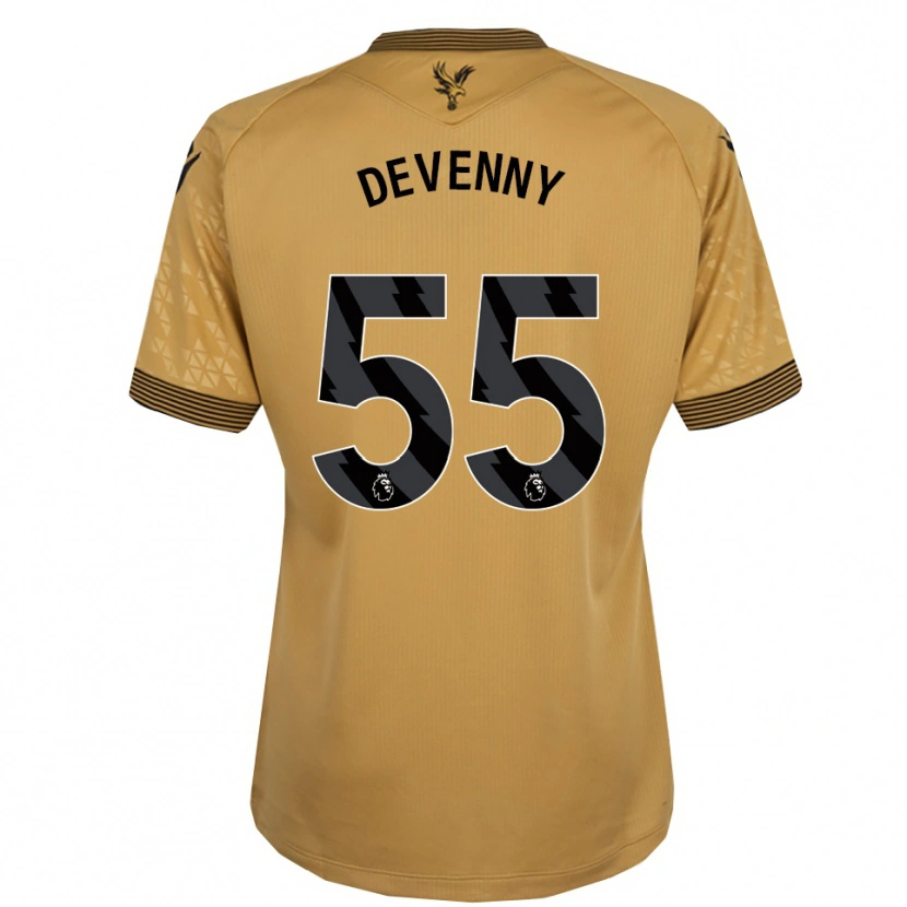 Danxen Bambino Maglia Justin Devenny #55 Oro Nero Kit Gara Away 2025/26 Maglietta