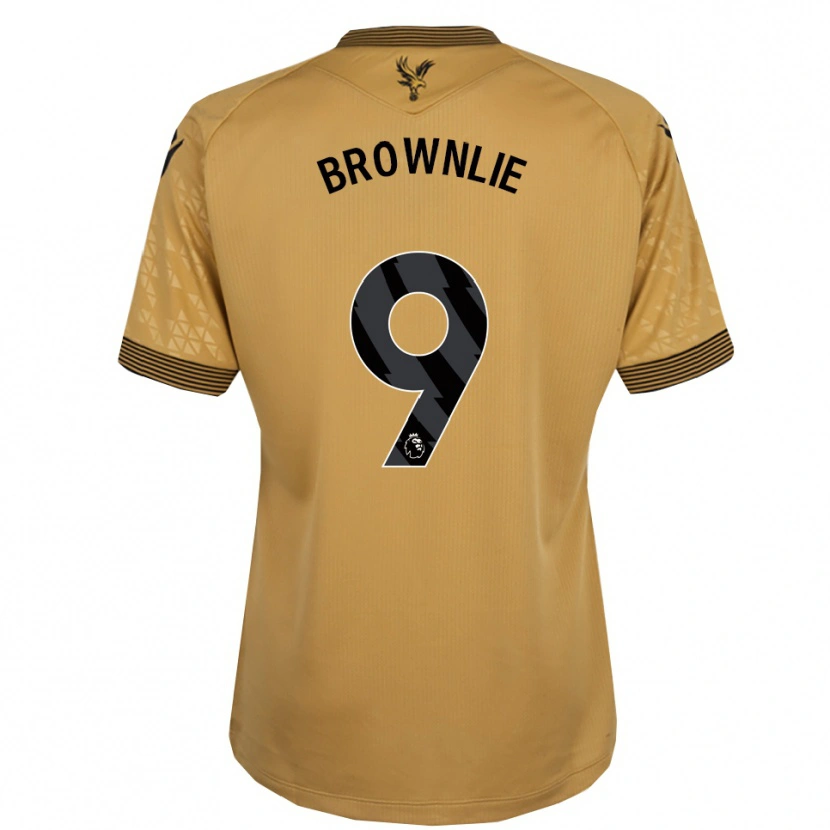 Danxen Bambino Maglia Rylan Brownlie #9 Oro Nero Kit Gara Away 2025/26 Maglietta