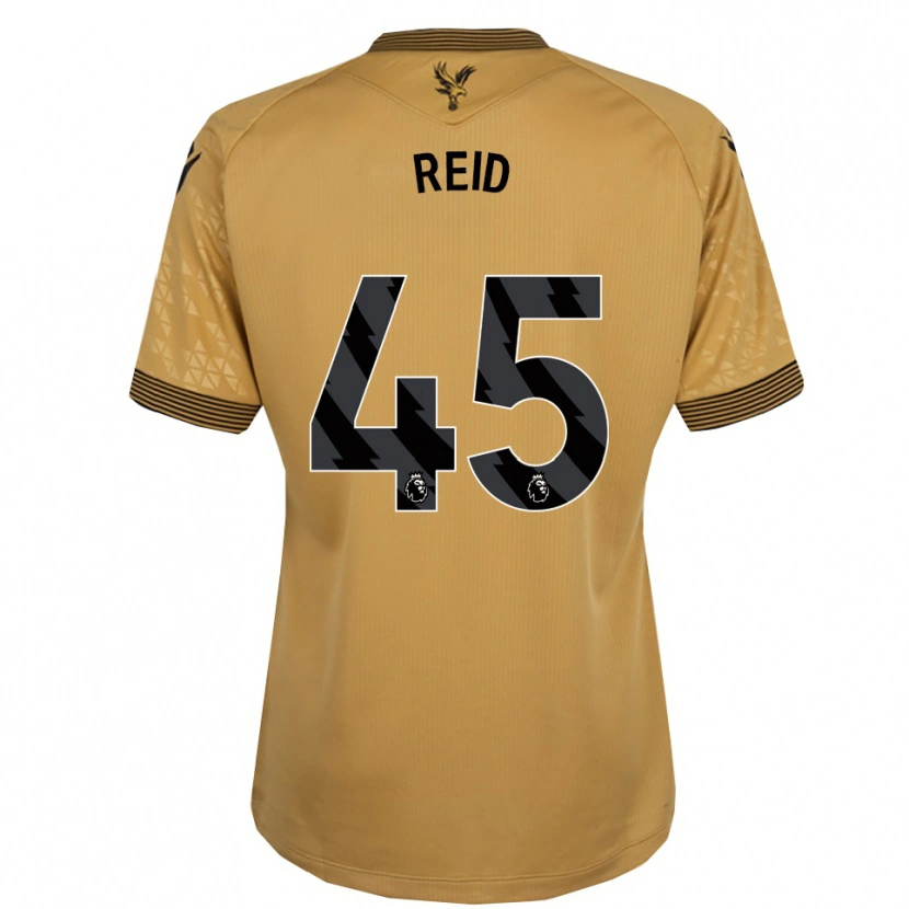 Danxen Bambino Maglia Dylan Reid #45 Oro Nero Kit Gara Away 2025/26 Maglietta