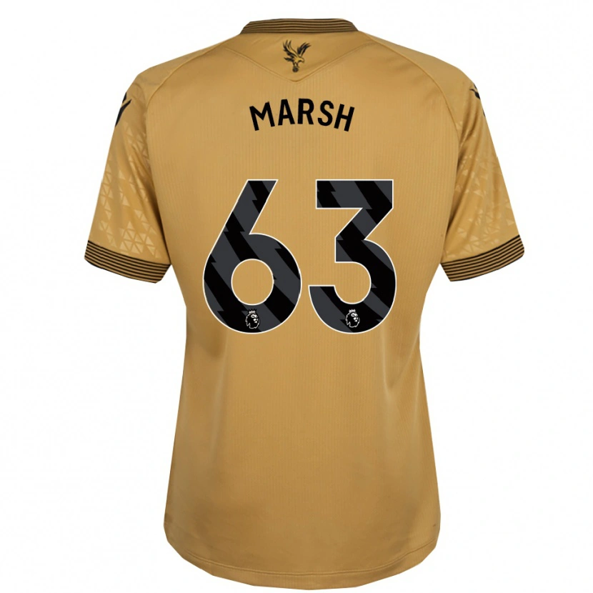 Danxen Bambino Maglia Zach Marsh #63 Oro Nero Kit Gara Away 2025/26 Maglietta