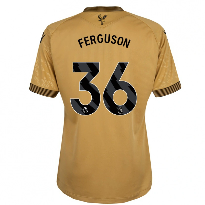 Danxen Bambino Maglia Nathan Ferguson #36 Oro Nero Kit Gara Away 2025/26 Maglietta