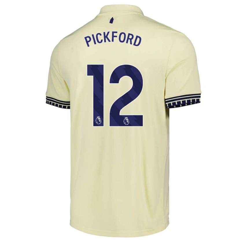 Danxen Bambino Maglia Jordan Pickford #12 Bianco Sporco Nero Kit Gara Away 2025/26 Maglietta