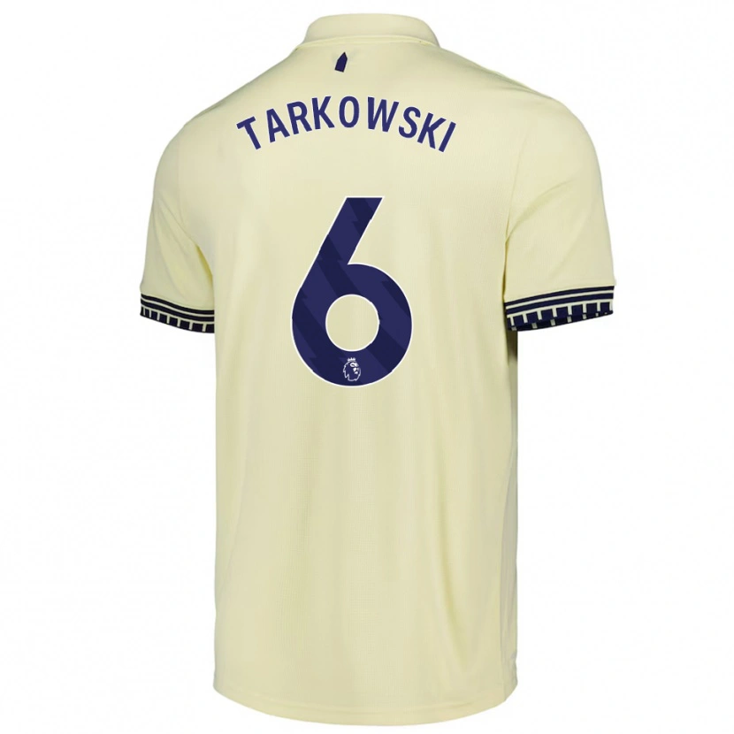 Danxen Bambino Maglia James Tarkowski #6 Bianco Sporco Nero Kit Gara Away 2025/26 Maglietta