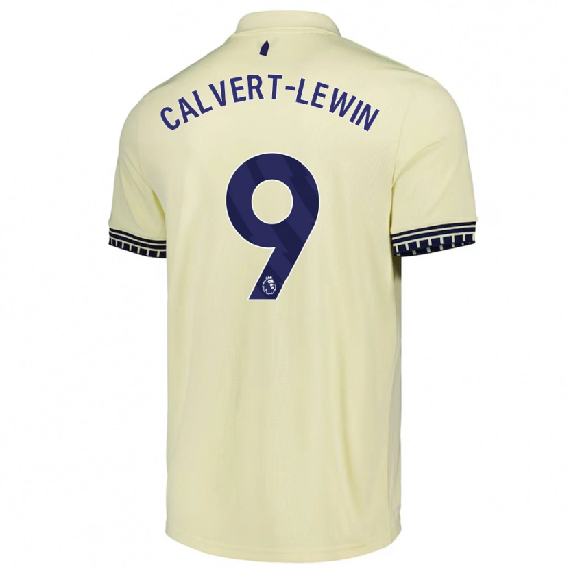 Danxen Bambino Maglia Dominic Calvert-Lewin #9 Bianco Sporco Nero Kit Gara Away 2025/26 Maglietta