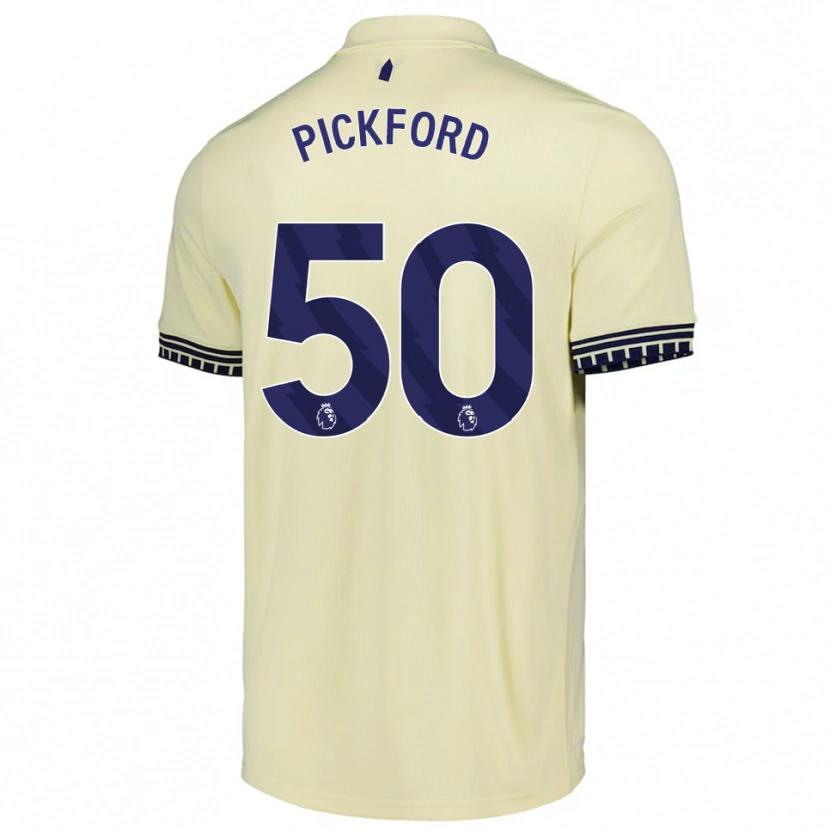 Danxen Bambino Maglia George Pickford #50 Bianco Sporco Nero Kit Gara Away 2025/26 Maglietta