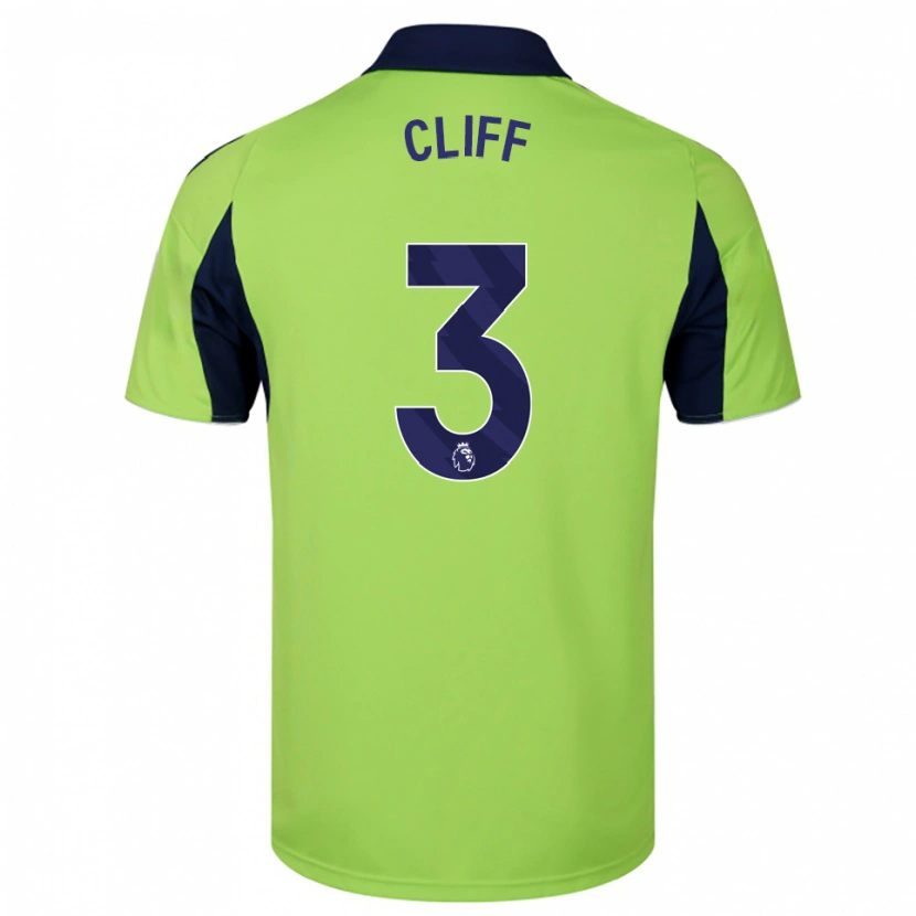 Danxen Bambino Maglia Callum Cliff #3 Verde Navy Bianco Kit Gara Away 2025/26 Maglietta