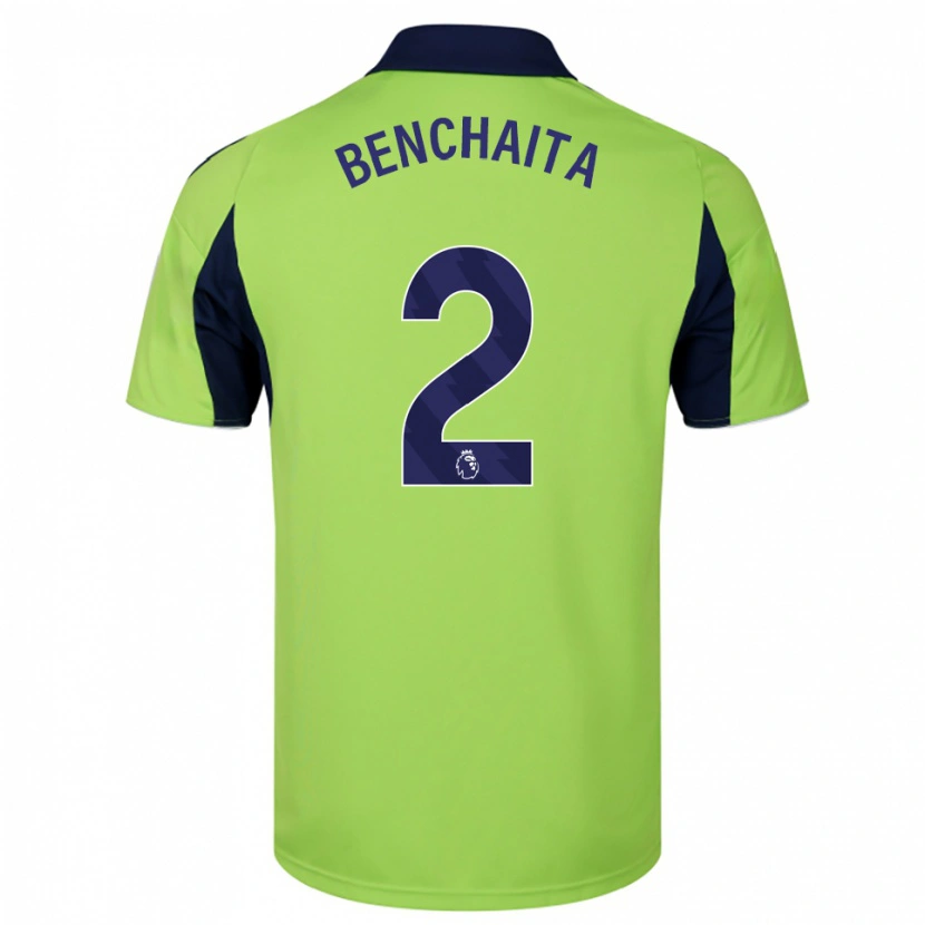 Danxen Bambino Maglia Nazim Benchaita #2 Verde Navy Bianco Kit Gara Away 2025/26 Maglietta