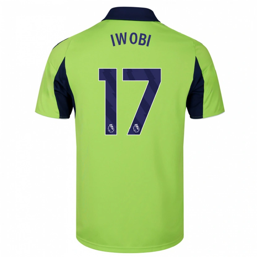 Danxen Bambino Maglia Alex Iwobi #17 Verde Navy Bianco Kit Gara Away 2025/26 Maglietta