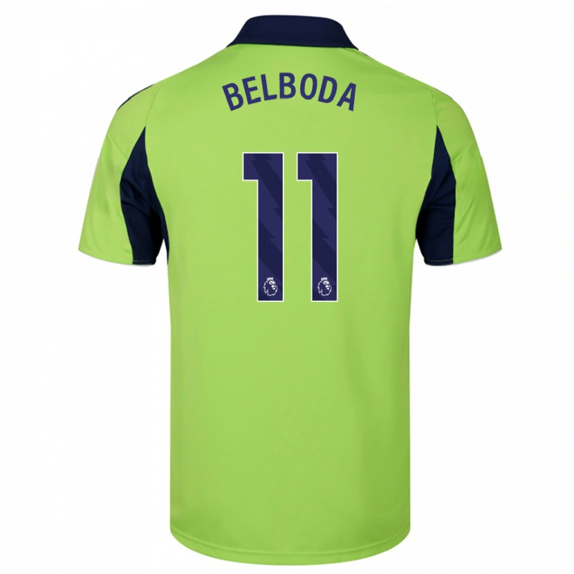 Danxen Bambino Maglia Malachai Belboda #11 Verde Navy Bianco Kit Gara Away 2025/26 Maglietta